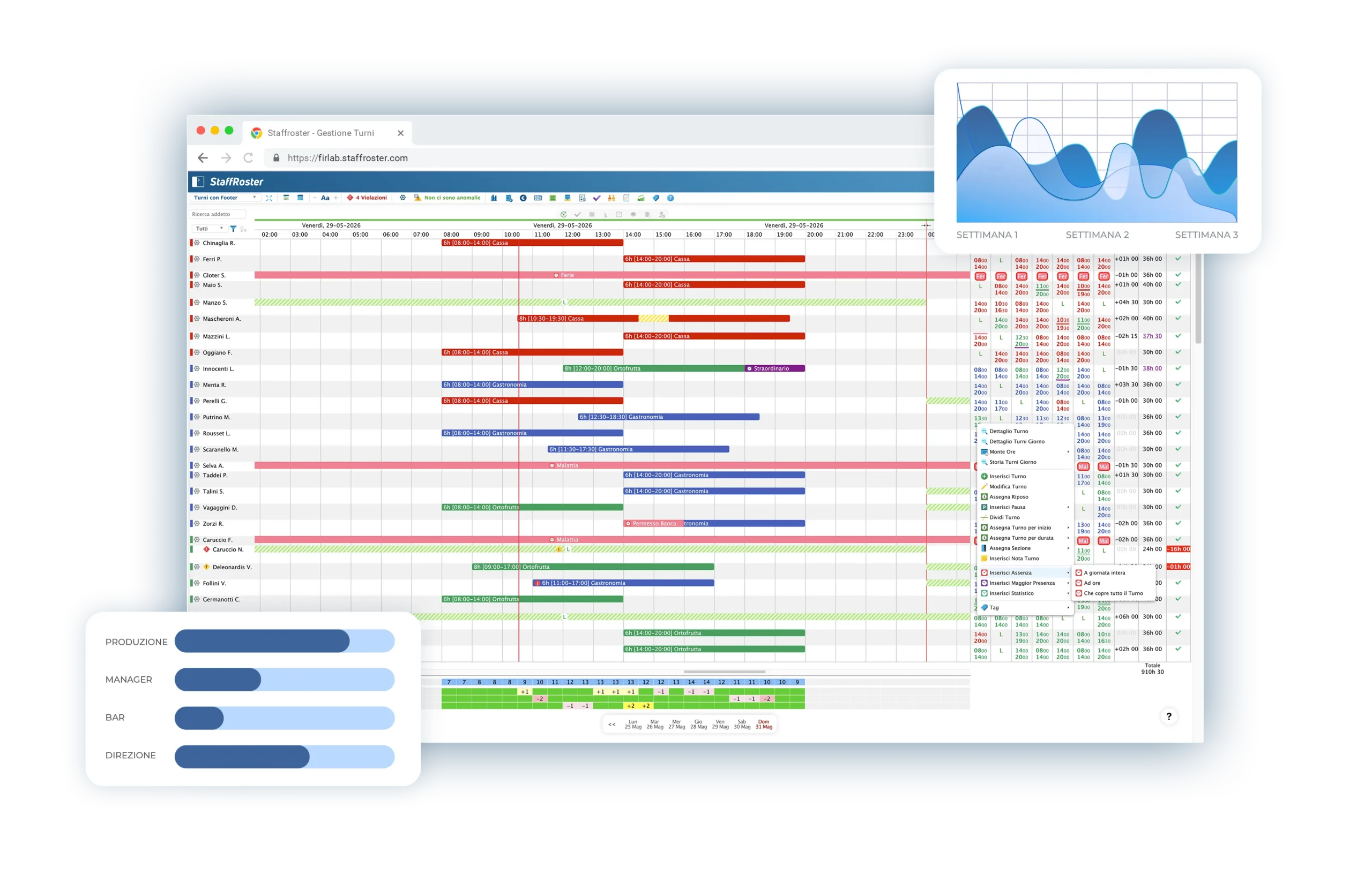 Schermata Staffroster Software Gestione Turni di Lavoro
